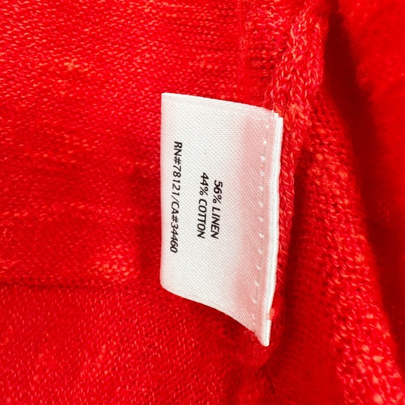 Eileen Fisher Linen Cotton Open Waterfall Cardigan in Red Size Small Petite - Picture 7 of 8